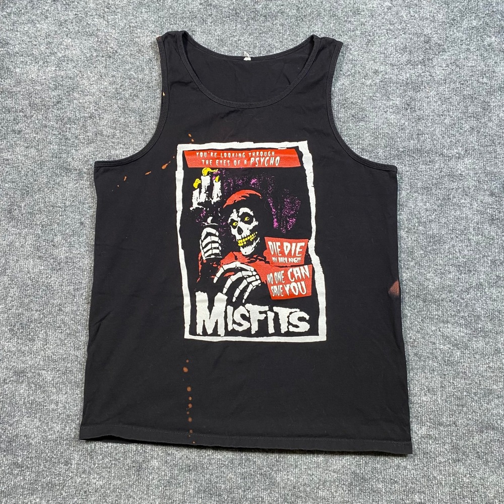 Misfits Band Tank Top Mens Large Black Bleach Splatter Die Die My Darling